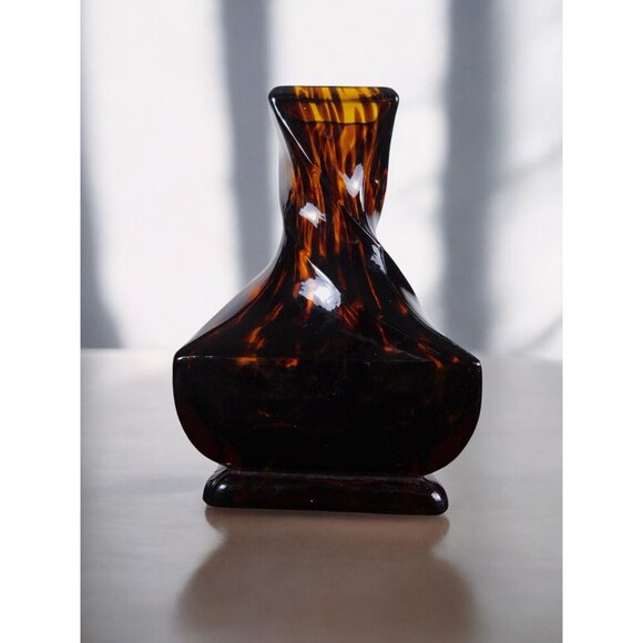 Greenleaf Amber Glass Reed Diffuser Bottle 5" Twisted Vase Decor - Picture 3 of 8